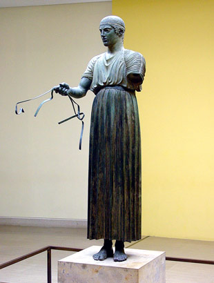 Bronze statue of Charioteer at Delphi -  - click to close
