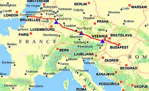 Route across Europe - click to close