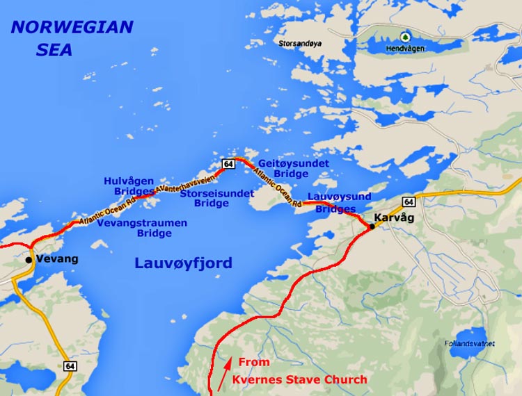 Atlantic Ocean Road Norway Map 