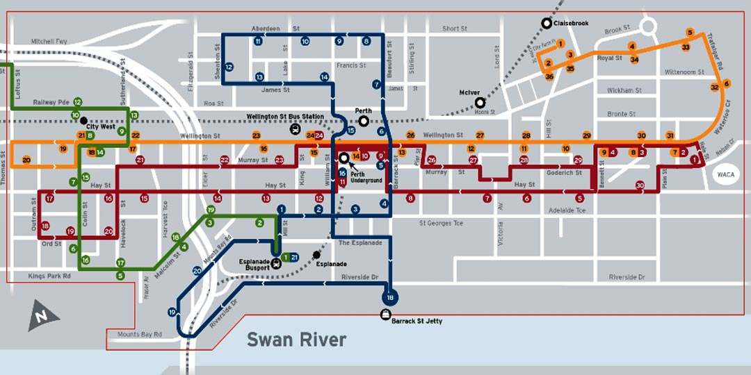 Perth Cat Bus Map 2 