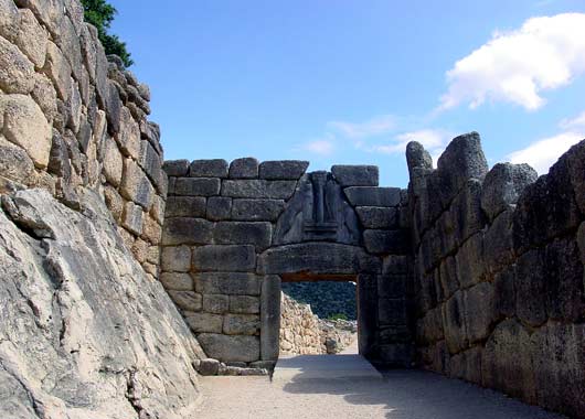 Lion Gate at Mycenae citadel - click to close