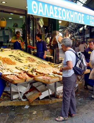 Fish stalls at Thessaloniki market - click to close