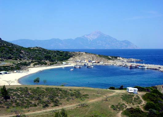 Mount Athos from Sithonia east coast - click to close